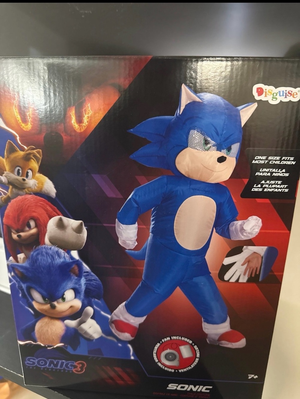 Disguise Sonic Inflatable Kids Costume, Official Sonic Move 3 Inflating Costume